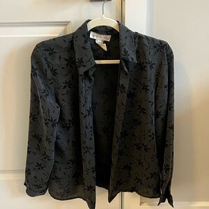 Jones New York Black Sheer Floral Top for work